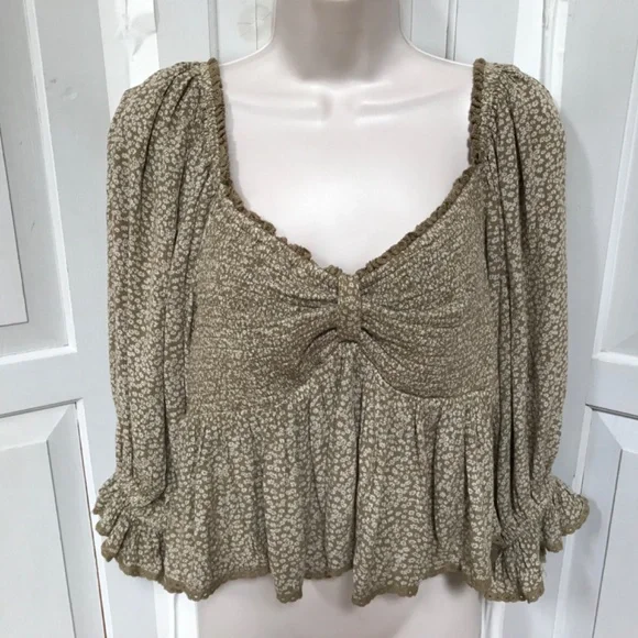 Free People Tan Floral Crop Top - Picture 10 of 14